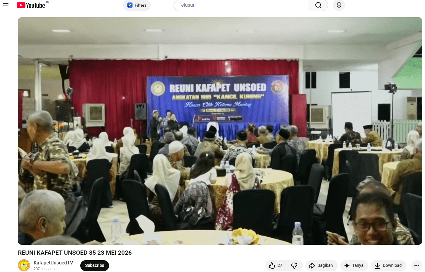REUNI KAFAPET UNSOED 85 23 MEI 2026 YouTube